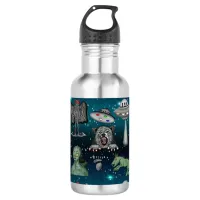 Bigfoot, UFOs, Aliens, Mothman, Dogman, Cryptids Stainless Steel Water Bottle