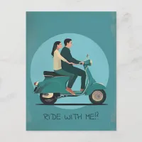 Couple on Motorcycle Postcard