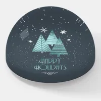 Christmas Trees and Snowflakes Teal ID863  Paperweight