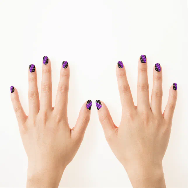 Nail Stickers Black Purple Stripes