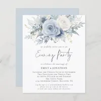 Budget Blue Florals QR Code Wedding Evening Party