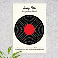Custom Song Lyrics Retro Vinyl Record Poster