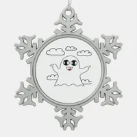 Cute Little Boo Creative Style Snowflake Pewter Christmas Ornament