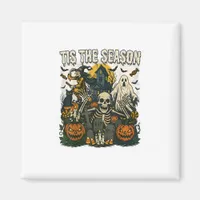 Vintage Tis Season Halloween Skeleton Retro Magnet