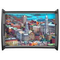 Burlington, Vermont Comic Book Style Art Serving Tray