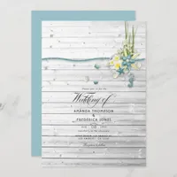 Rustic Summer Beach  QR Code RSVP Wedding Invitation