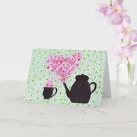 Greeting Card - Teapot and Hearts