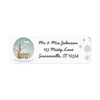 Pretty White Snowflakes & Snowglobe Address Label