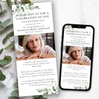 Eucalyptus Funeral Memorial Celebration of Life Invitation