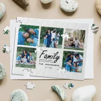 Modern Script Family Quote Photo Collage Keepsake Jigsaw Puzzle