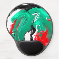 Red, Green, Black and White Marble Fluid Art    Gel Mouse Pad