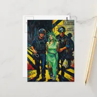 Statue of Liberty Shackled and Arrested Postcard