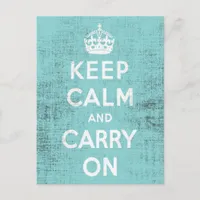 Keep Calm Blue Grunge Canvas Postcard