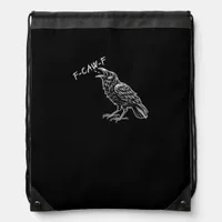 Crow F-Caw-F Funny Vintage Graphic Drawstring Bag