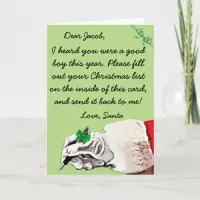 Christmas Wish Letter from Santa Claus (male) Holiday Card