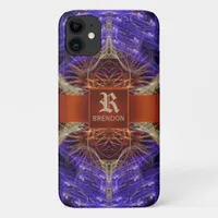 Golden Purple Fractal Hourglass iPhone 11 Case