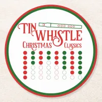 Humorous Retro Tin Whistle Christmas Classics Round Paper Coaster