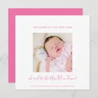 Fun New Baby Happy New Year One Photo Pink White