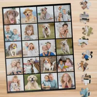 Modern 20 Photo Collage Personalized 520 piece Jigsaw Puzzle