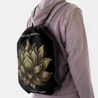 Elegant Golden Lotus Flower The Light in Me ... Drawstring Bag