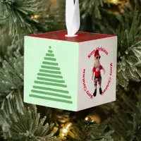 Cube Ornament - Merry Christmas Santa and Tree