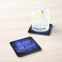 Best Mom with Blue Flower Background Drink Coaster