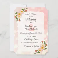 Coral Roses Floral Elegant Wedding Invitation