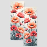 Red and Orange Floral Illustration Two-sided Bookmarks
