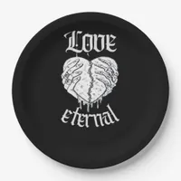 Gothic Skeleton Heart Valentine Classic Design Paper Plates