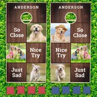 Funny Custom Pet Dog Photo Collage Family Name  Cornhole Set