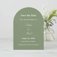 Elegant Sage Green Arch Save the Date