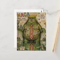 Swamp Monster Make Algea Green Again collage Postcard