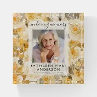 In Loving Memory Photo Floral Keepsake Paperweight