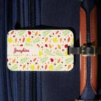 Cute fall pattern of colorful leaves personalized luggage tag