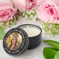 Elegant Floral Marble Memorial Remembrance Photo Mini Candle Favors