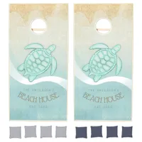 Beach House Nautical Turtle Aqua Blue ID623 Cornhole Set