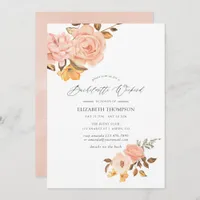 Blush Pink and Gold Floral Bachelorette Weekend Invitation