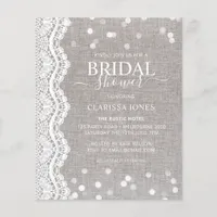 BUDGET Rustic Burlap Lace Bridal Shower Invitation