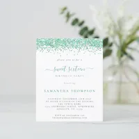 Budget Teal Glitter Sweet Sixteen Invitation