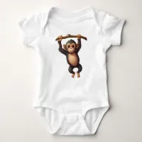 Cute funny little monkey  baby bodysuit