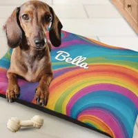 Colorful Rainbow Swirls Psychedelic Retro Dog Pet Bed