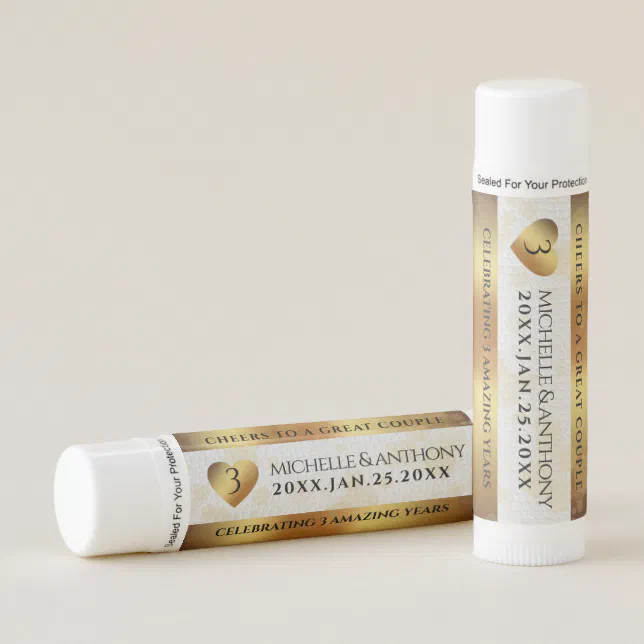 Elegant 3rd Leather Wedding Anniversary Lip Balm