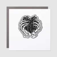 Skeleton Heart Hands Funny Playful Mood Car Magnet