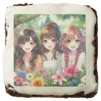 Cute Anime Girls Birthday Party Brownie