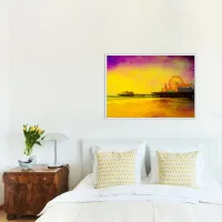 Yellow and Purple Santa Monica Pier Faux Canvas Print