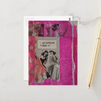Vintage Ads on Pink Collage with Women Postcard