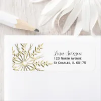 Gold Winter Snowflake on White Return Address Label