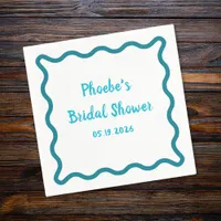 Handwritten Whimsical Wavy Border Bridal Shower Napkins