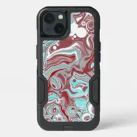 Teal, Burgundy, Red and White Marble Swirls  iPhone 13 Case