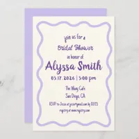 Handwritten Wavy Border Lavender Bridal Shower Invitation